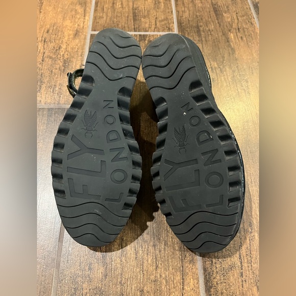 Fly London Black Wedge Sandal - Picture 3 of 4